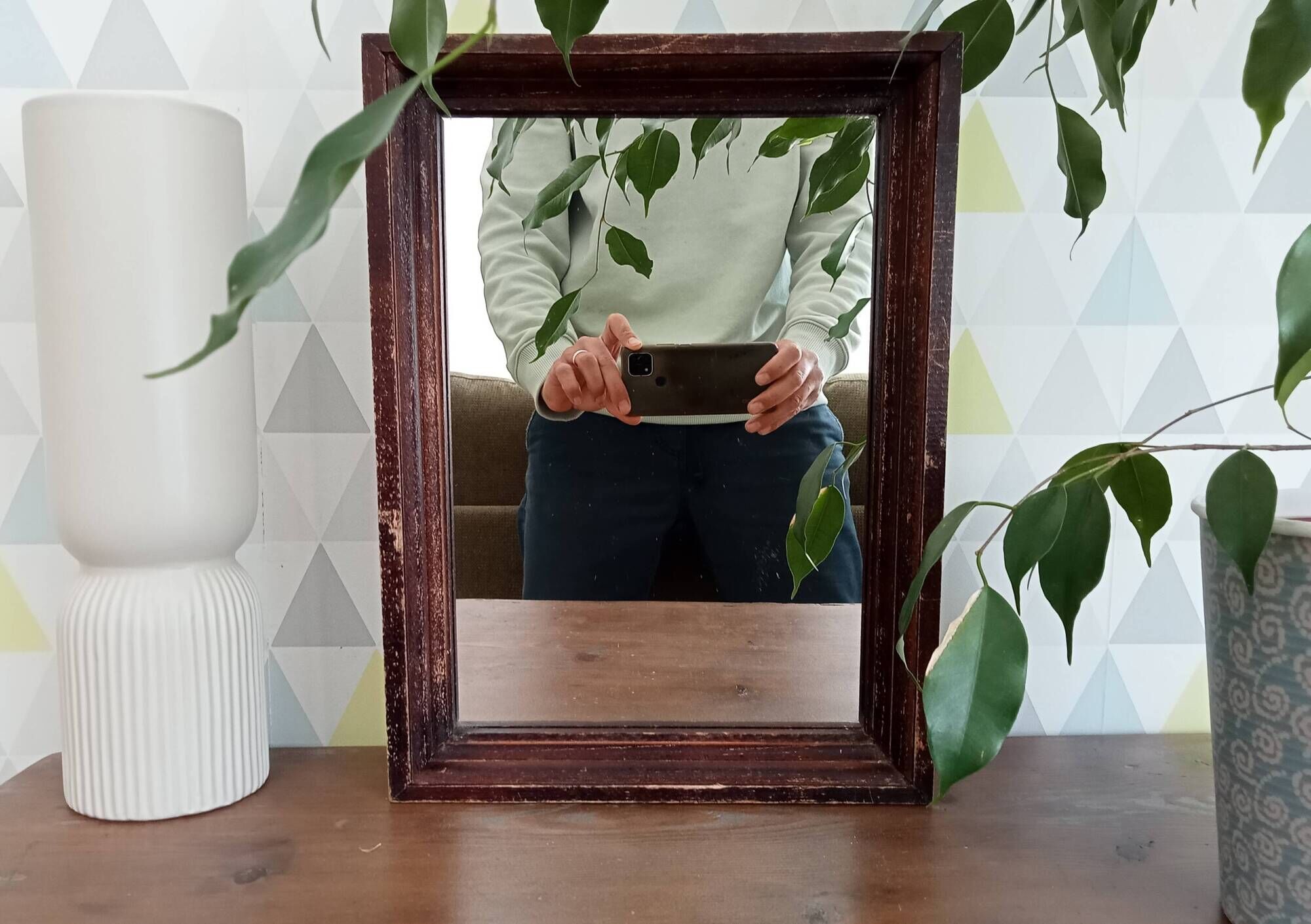 Vintage wooden mirror from the 50s/60s 39*29 cm
