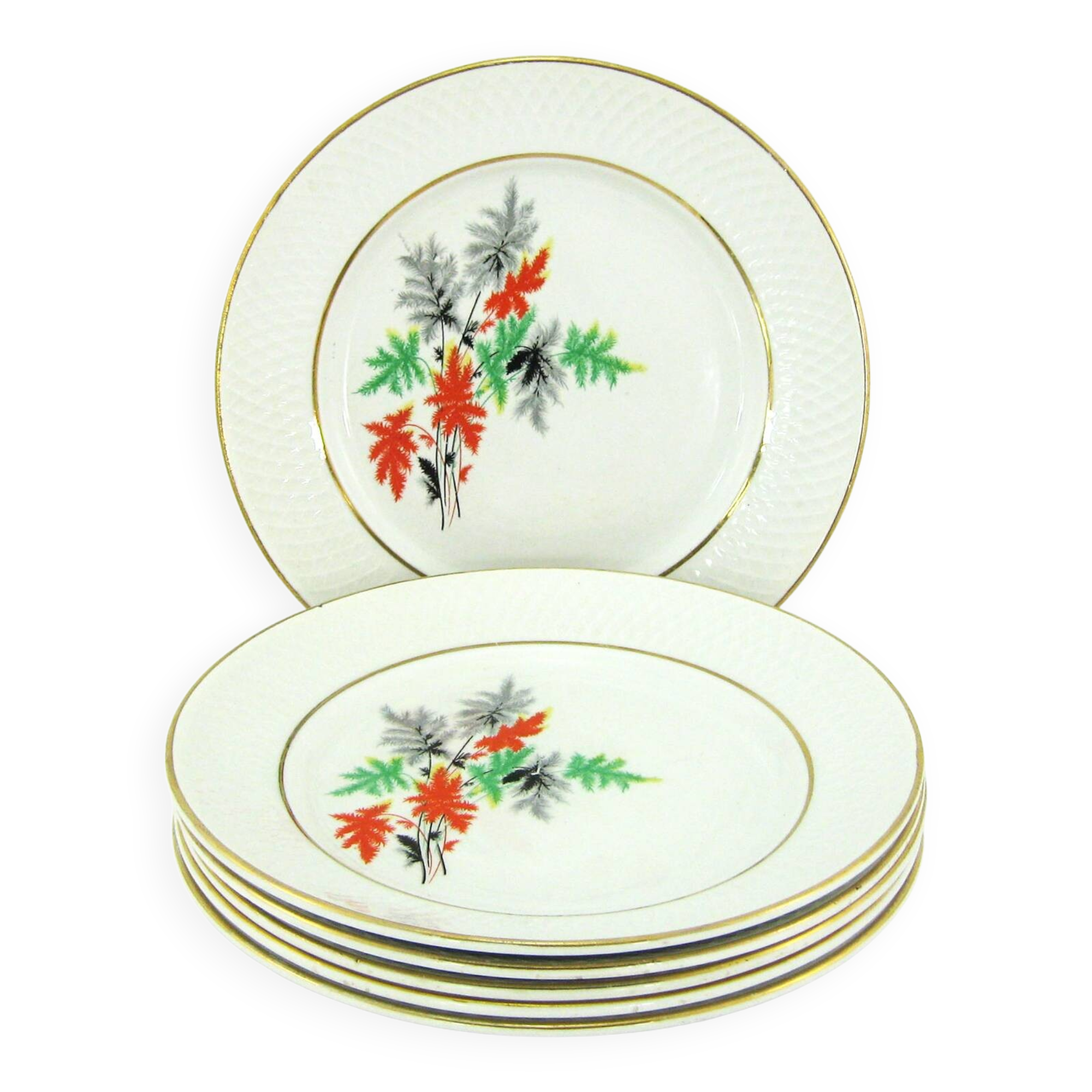 6 dinner plates - Orchies Moulin des Loups France - vintage 50s
