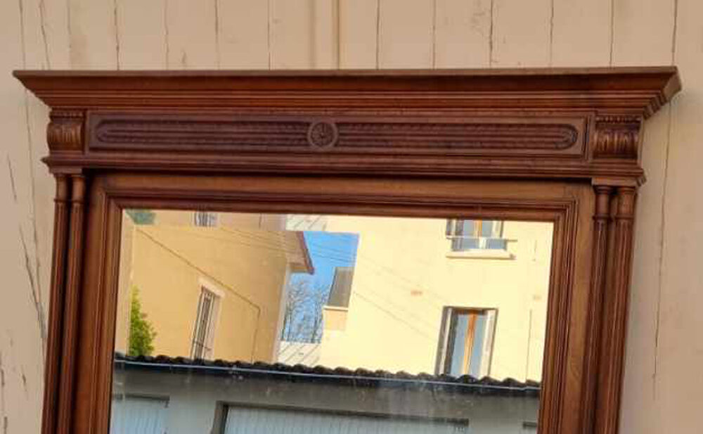 Mirror Trumeau, Henri II, early twentieth century, oak and beveled mirror