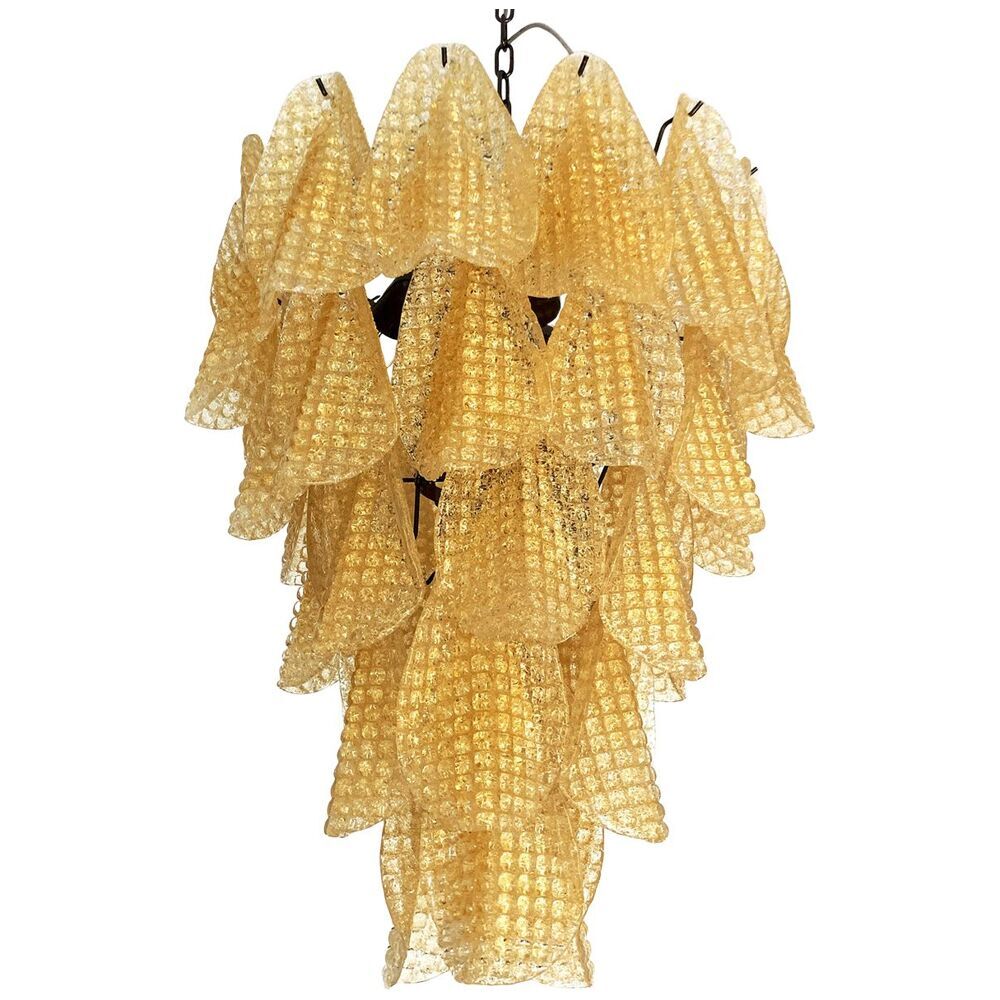 Gold “rondini” murano glass cascade chandelier