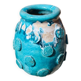 Vase / Cache Pot en Tamegroute bleu Turquoise Émaillé wabi-Sabi