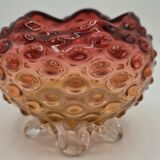Bowl - glass pocket bowl with bubble decoration - Czechoslovakia, circa 19