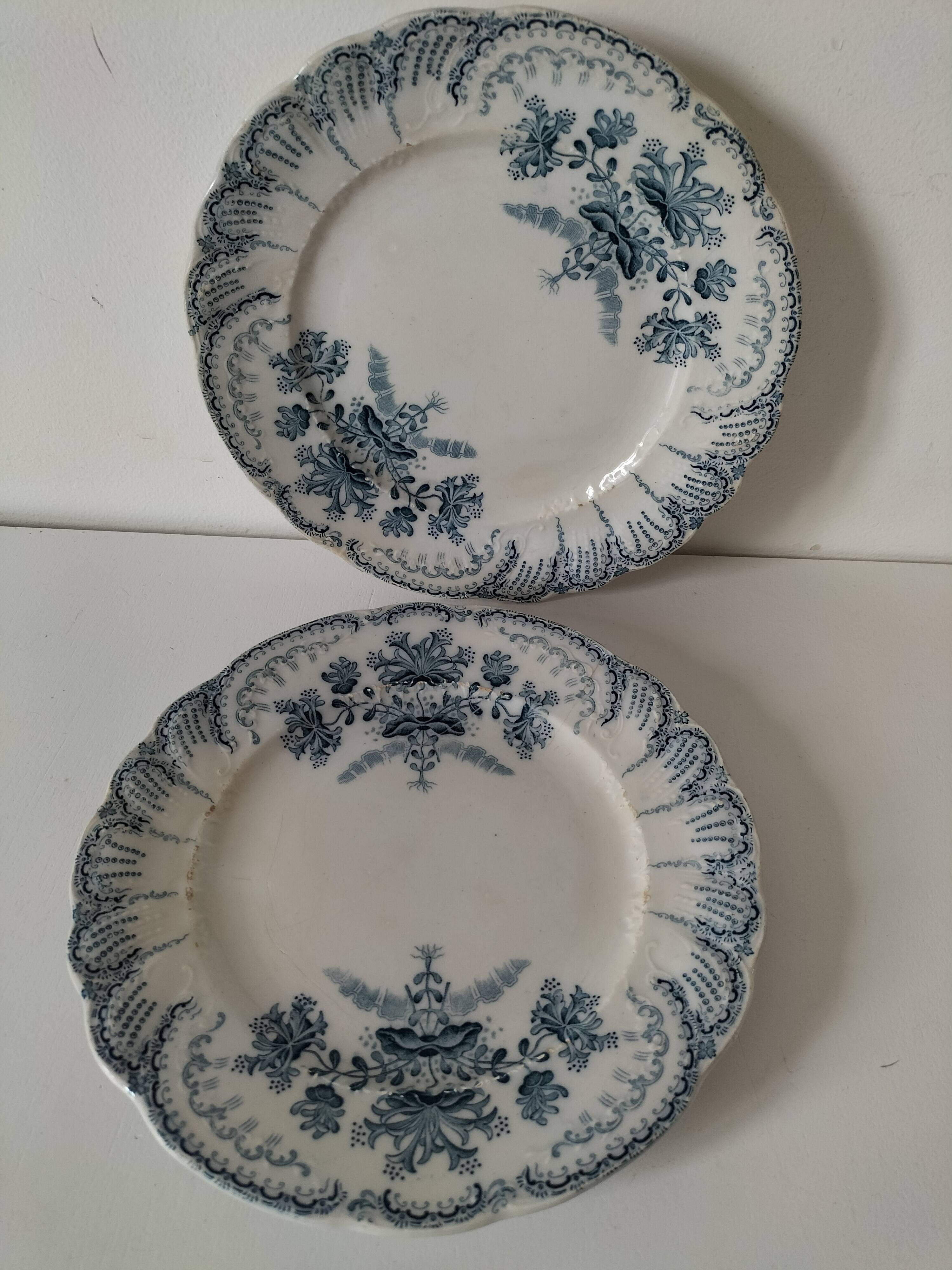 Two ironstone plates Saint-Amand Regency model