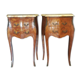 Pair of Louis XV style bedside tables in marquetry