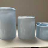 Trio of vintage candlesticks in double-layer glass paste