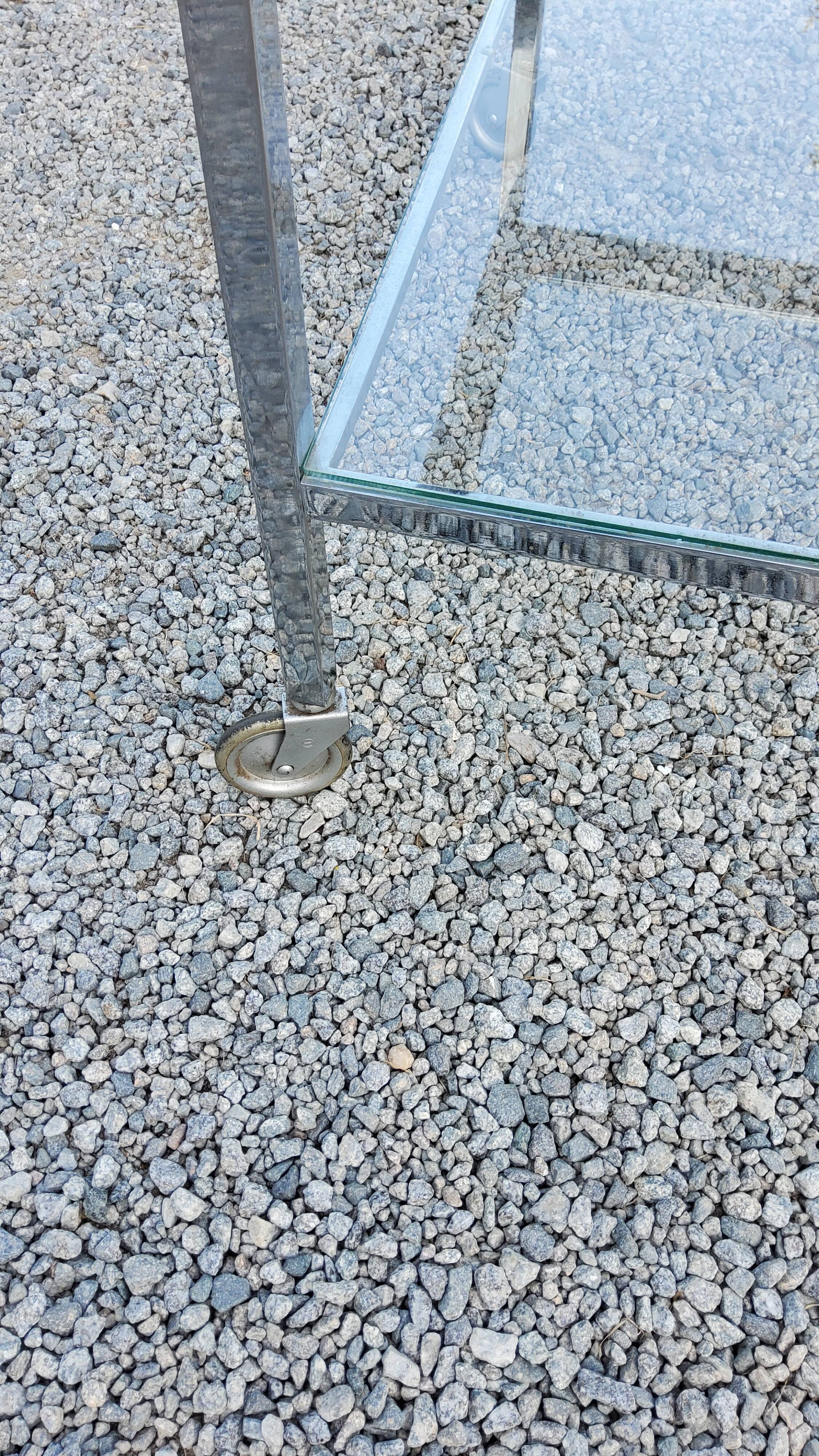 Rolling service chrome art deco double glass trays 1930