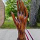 Carved wooden ring holder signed 70s