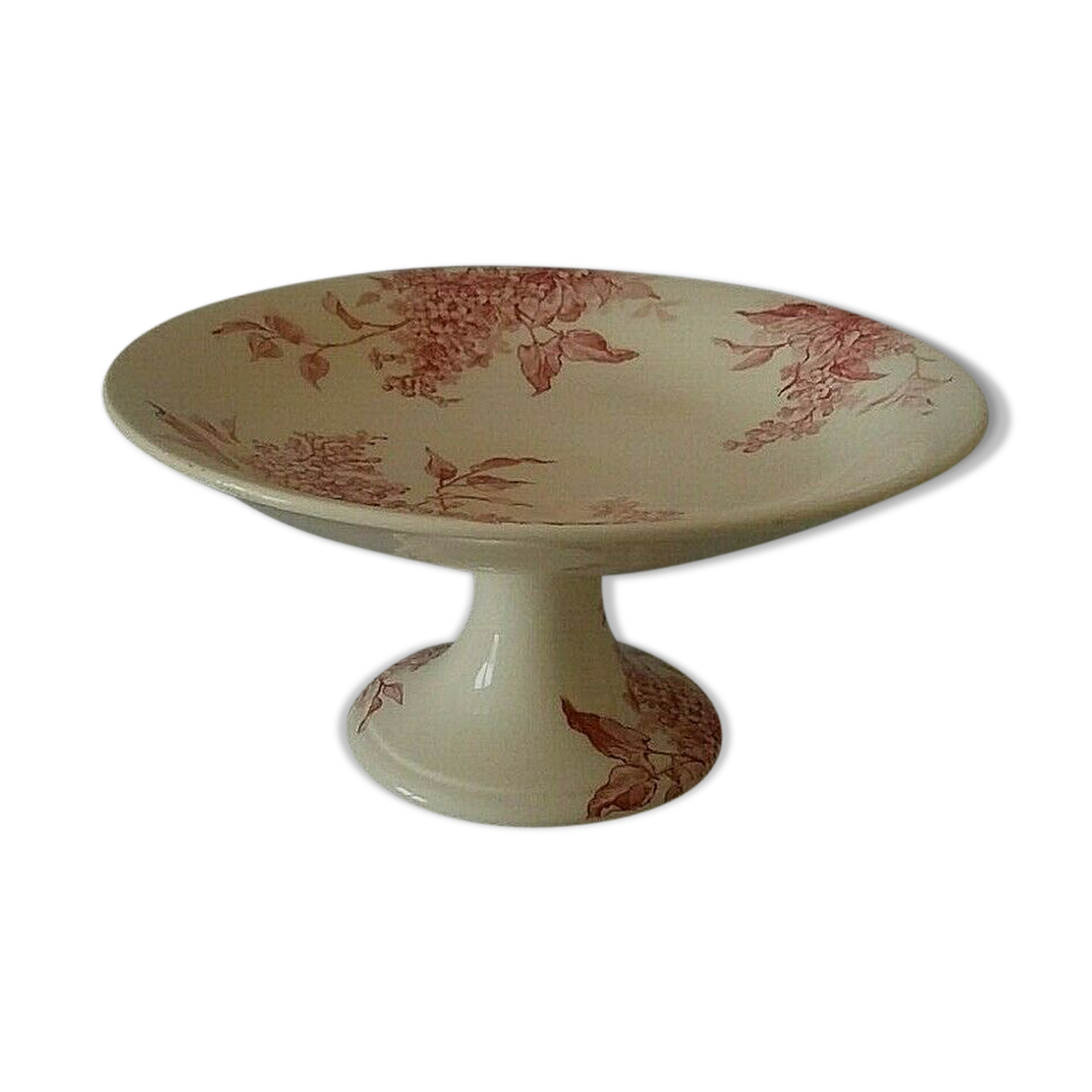 Compotier old earthenware Gien model Lilas rose late 19th century