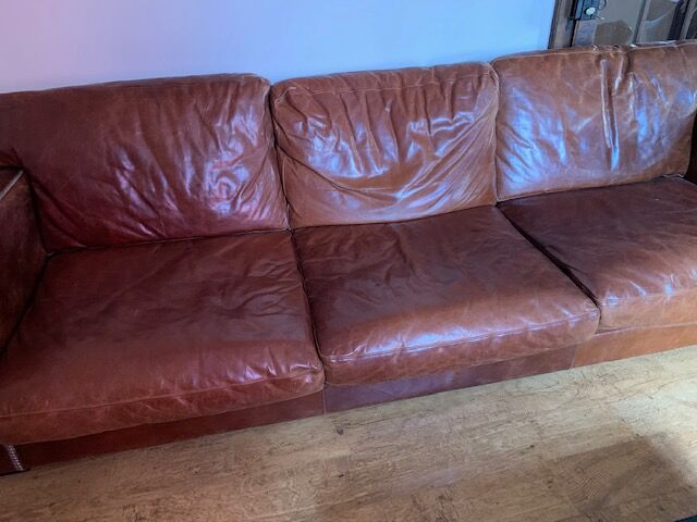 Large veted leather Dandy sofa