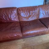 Large veted leather Dandy sofa