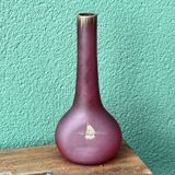 Vase soliflore soufflé en verre dépoli, émaillé or