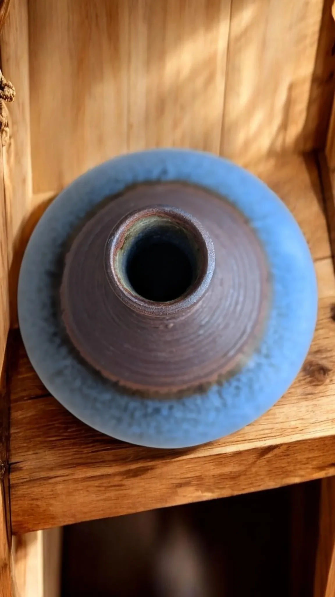 Superb Contemporary Blue Stoneware Round Vase – Signed Pierre Bernier
