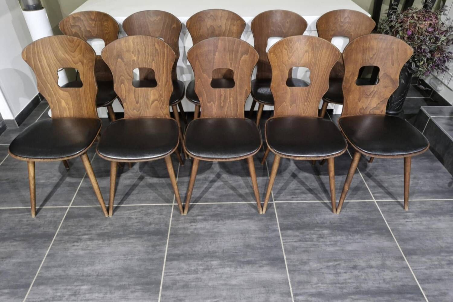 Set of 10 vintage Baumann "Gentiane" model bistro chairs, 1960s