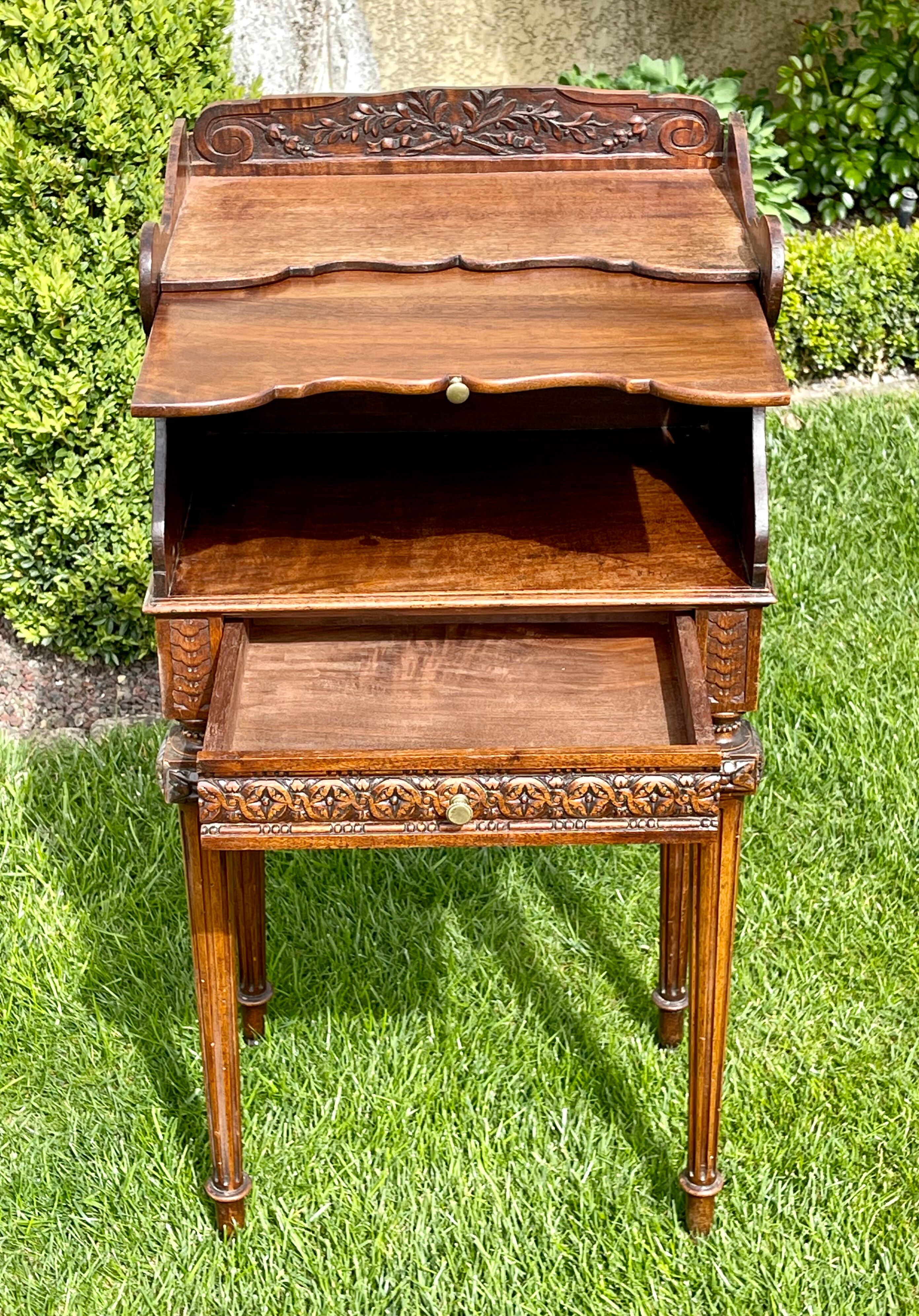 Louis XVI style walnut bedside table