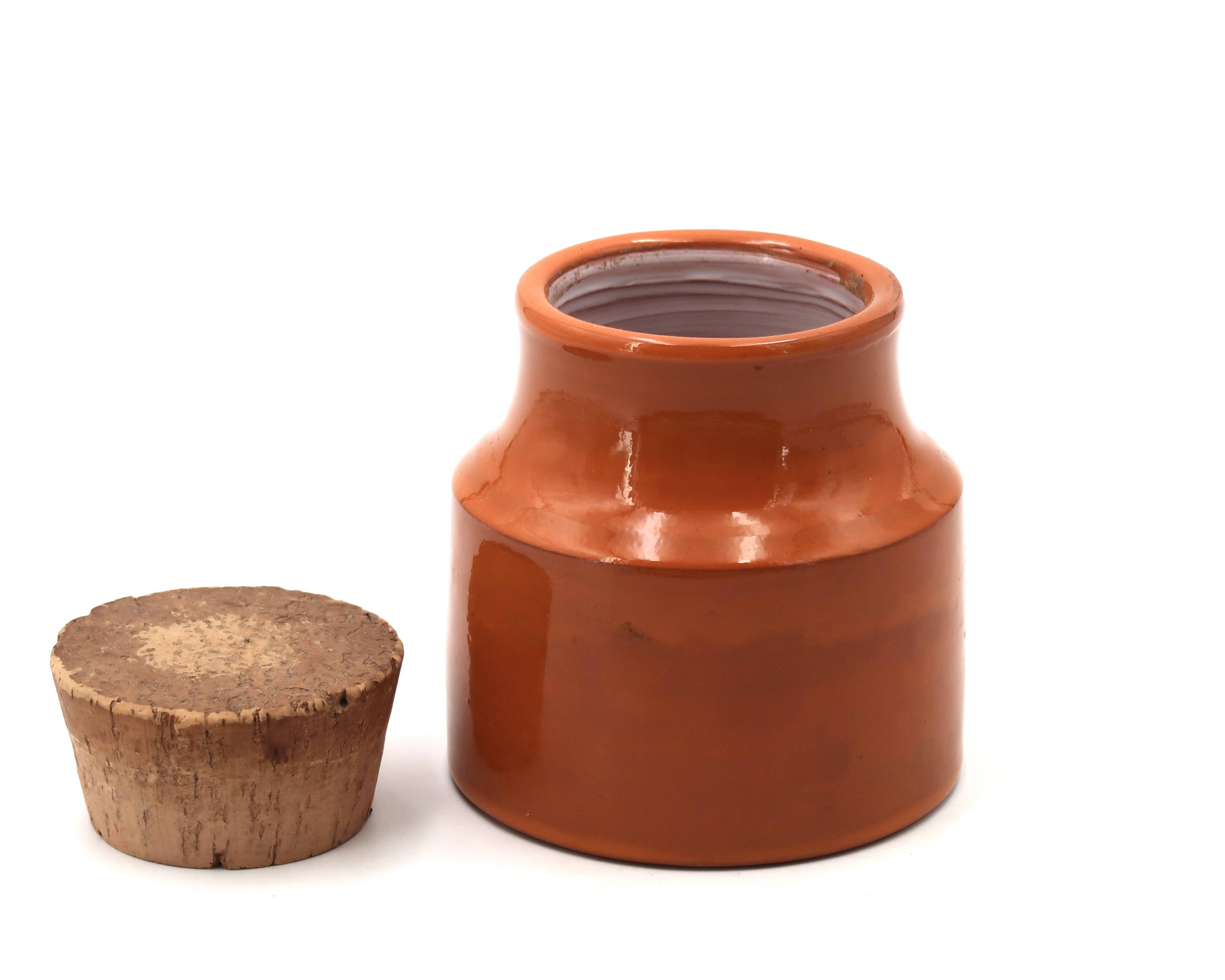 Orange ceramic bonbonnière by Mado Jolain, 1950s.