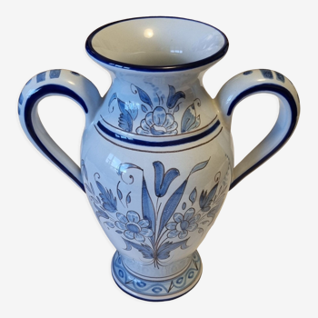 Vase amphore bleu de Nevers Montagnon