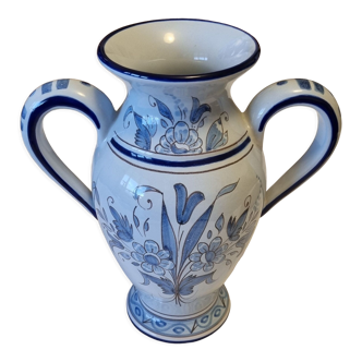 Blue amphora vase of Nevers Montagnon