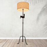 Wrought iron rooster lamp by Jean Touret for atelier marolles, france 1950s