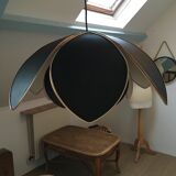 Black fabric flower and gold liseret hanging lamp