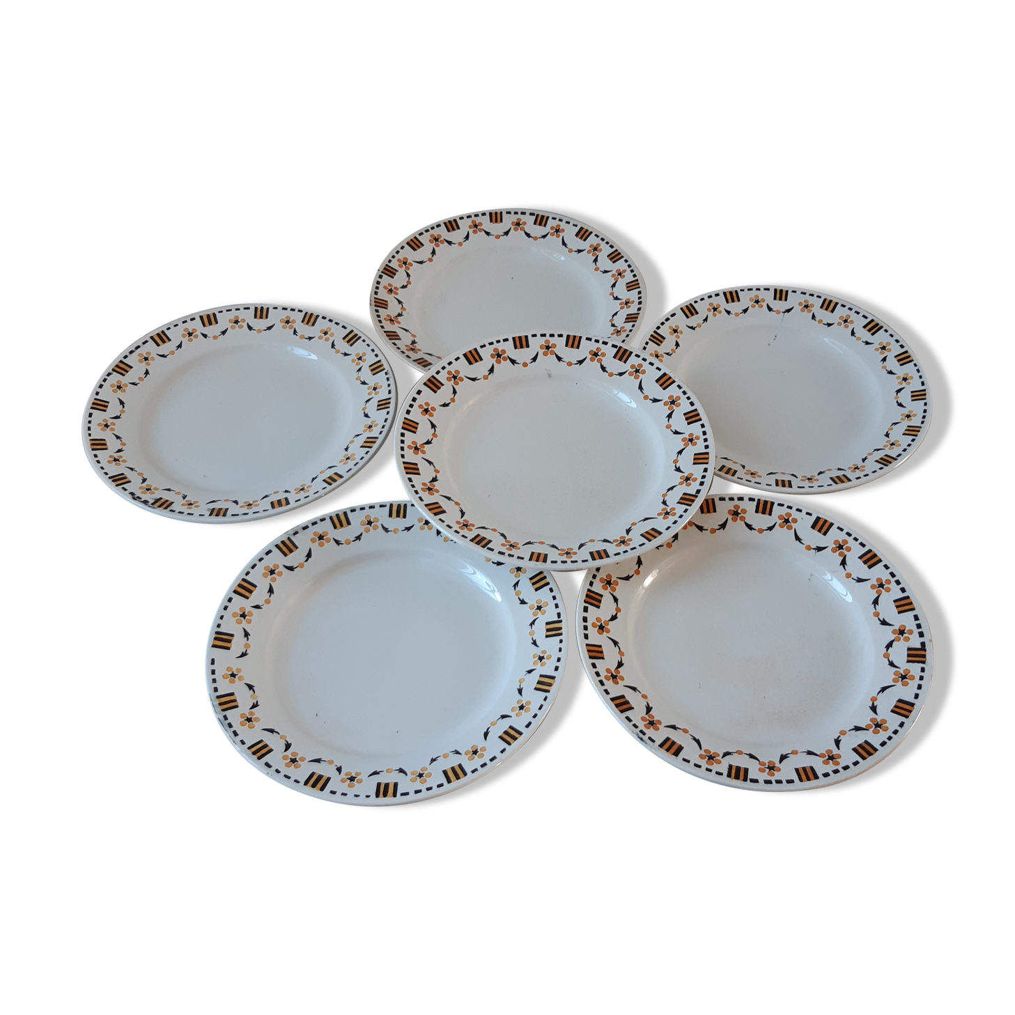 Set of 6 dessert plates Gien early twentieth century