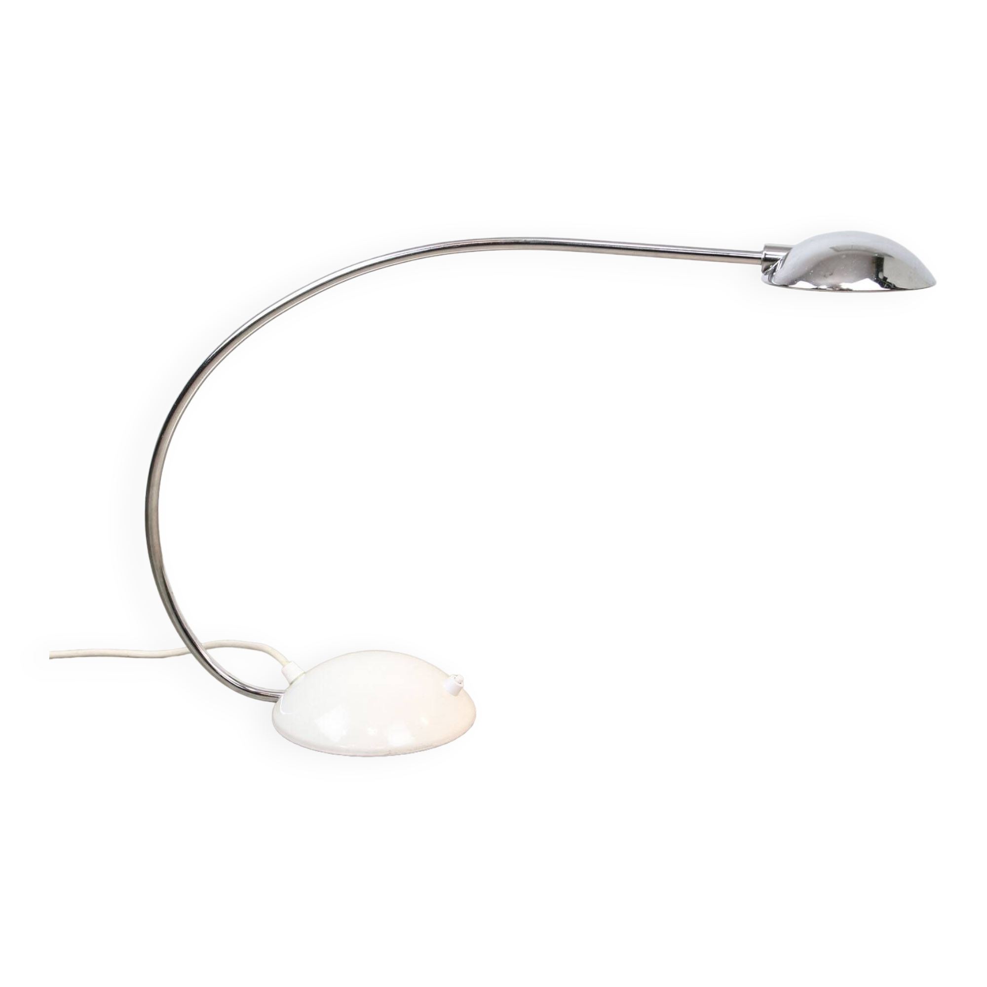 Vintage arc table lamp in white and chrome from meblo, 1980s