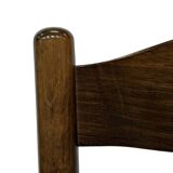 Set of 4 dark brown wooden chairs 70s minimalist design