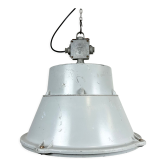 Industrial polish cast aluminium factory pendant lamp from mesko, 1970s