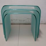 Vintage Nesting Tables made of frosted glass