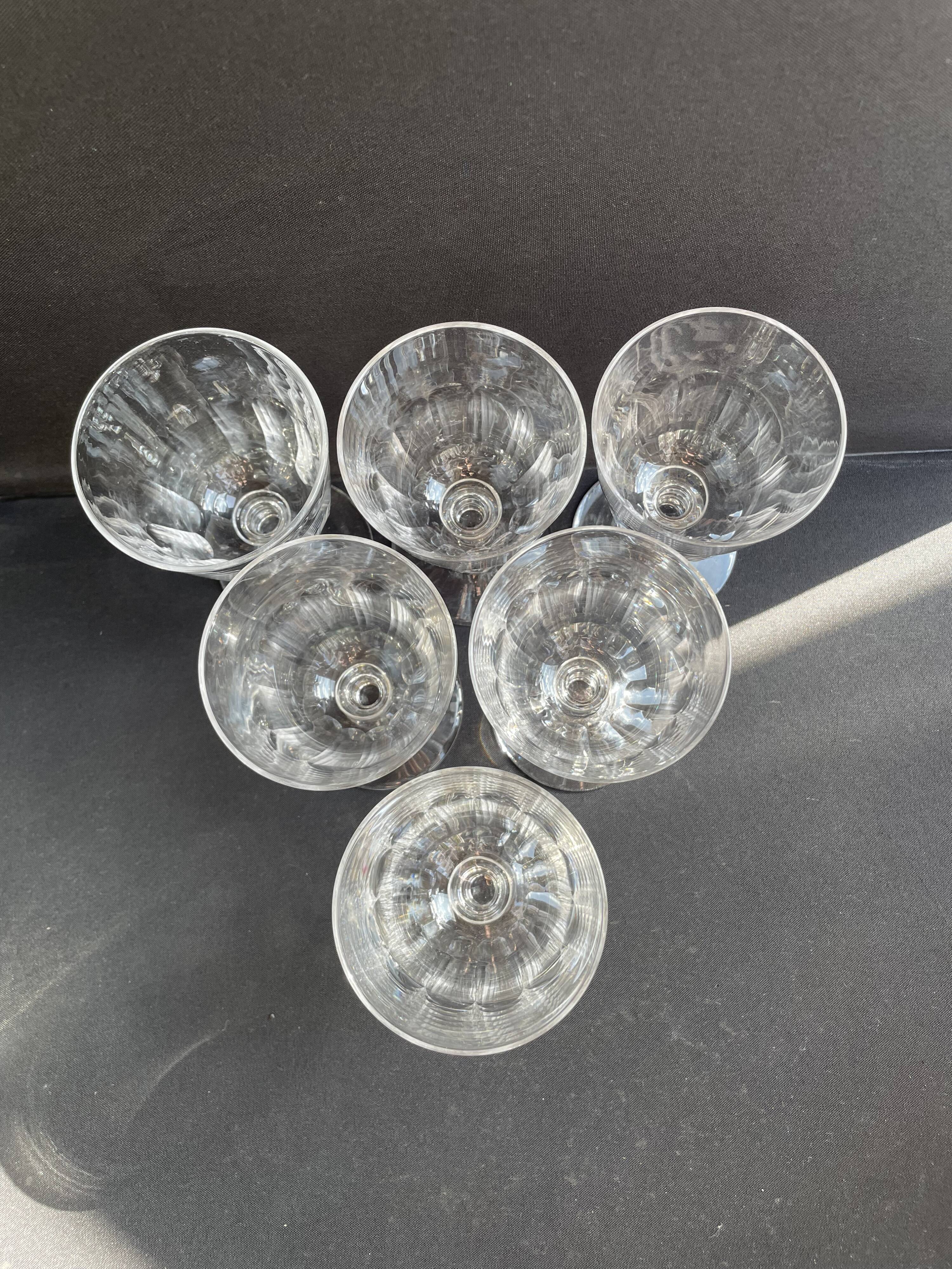 6 Baccarat Clermont 19th century wine glasses