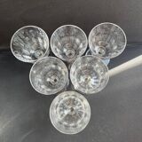 6 Baccarat Clermont 19th century wine glasses