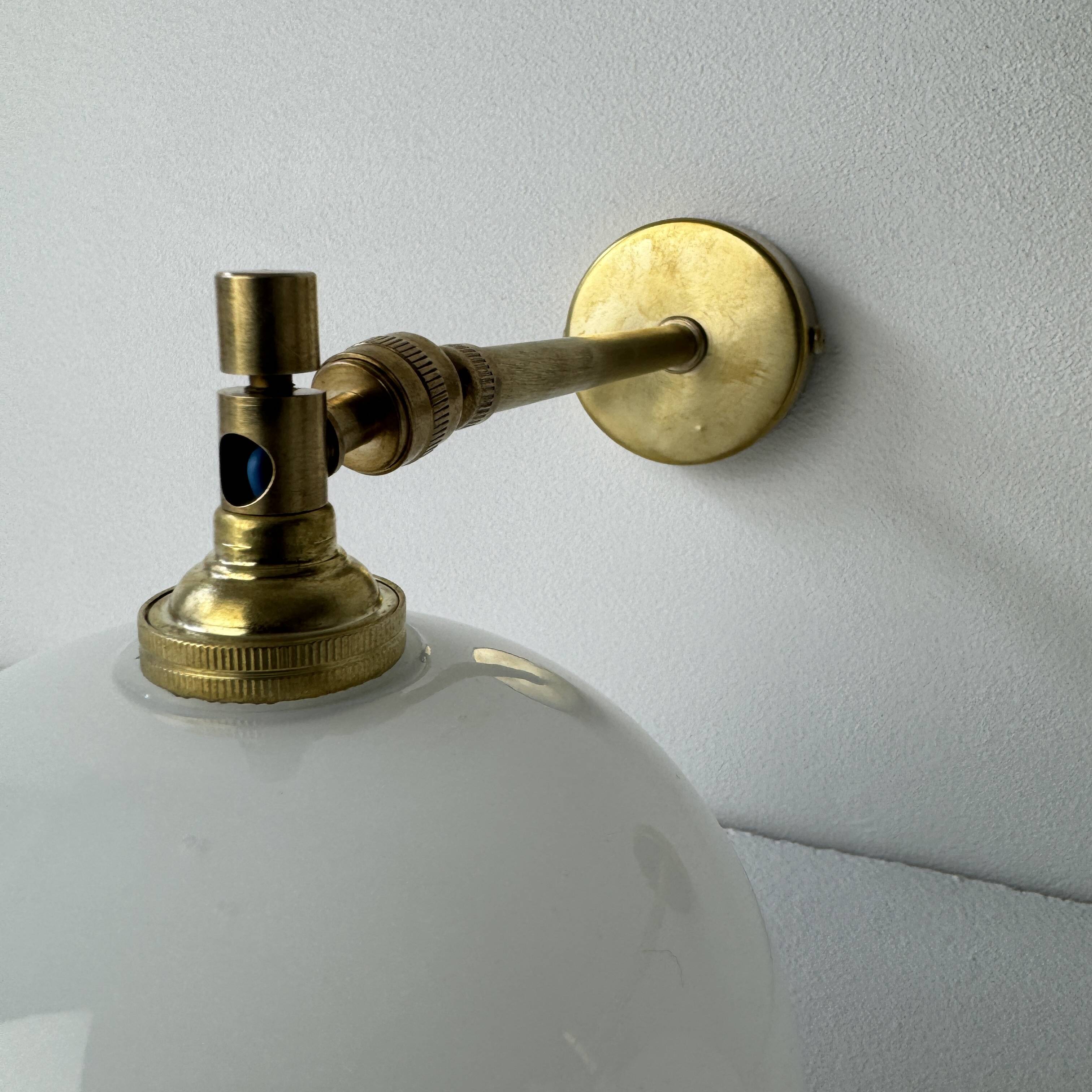 PAIR OF OLD VINTAGE OPALINE AND BRASS Sconces