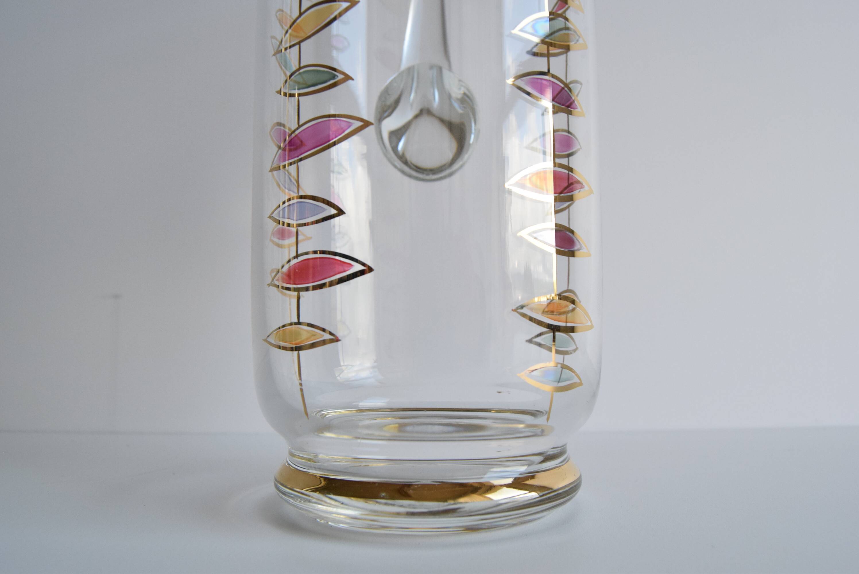 Vintage glass jug, Bohemia Glass, 1960's.