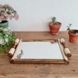 Art deco tray white wood and mirror