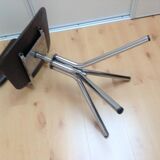 Swivel chair in chromed metal and skai brown years 60-70