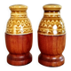 Olive wood and ceramic salt and pepper shakers