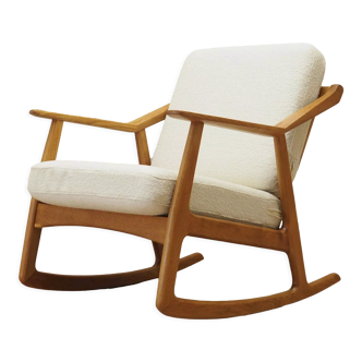 Rocking chair en chêne by H. Brockmann Petersen, production Randers Møbelf 1960