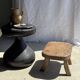 Tabouret d'appoint en teck massif rectangulaire arrondi wabi-s