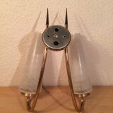 Double Arlus 50s wall lamp, brass and glass