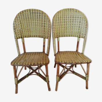 Paire de chaises en rotin 3 couleurs  1920