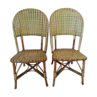 Paire de chaises en rotin 3 couleurs  1920
