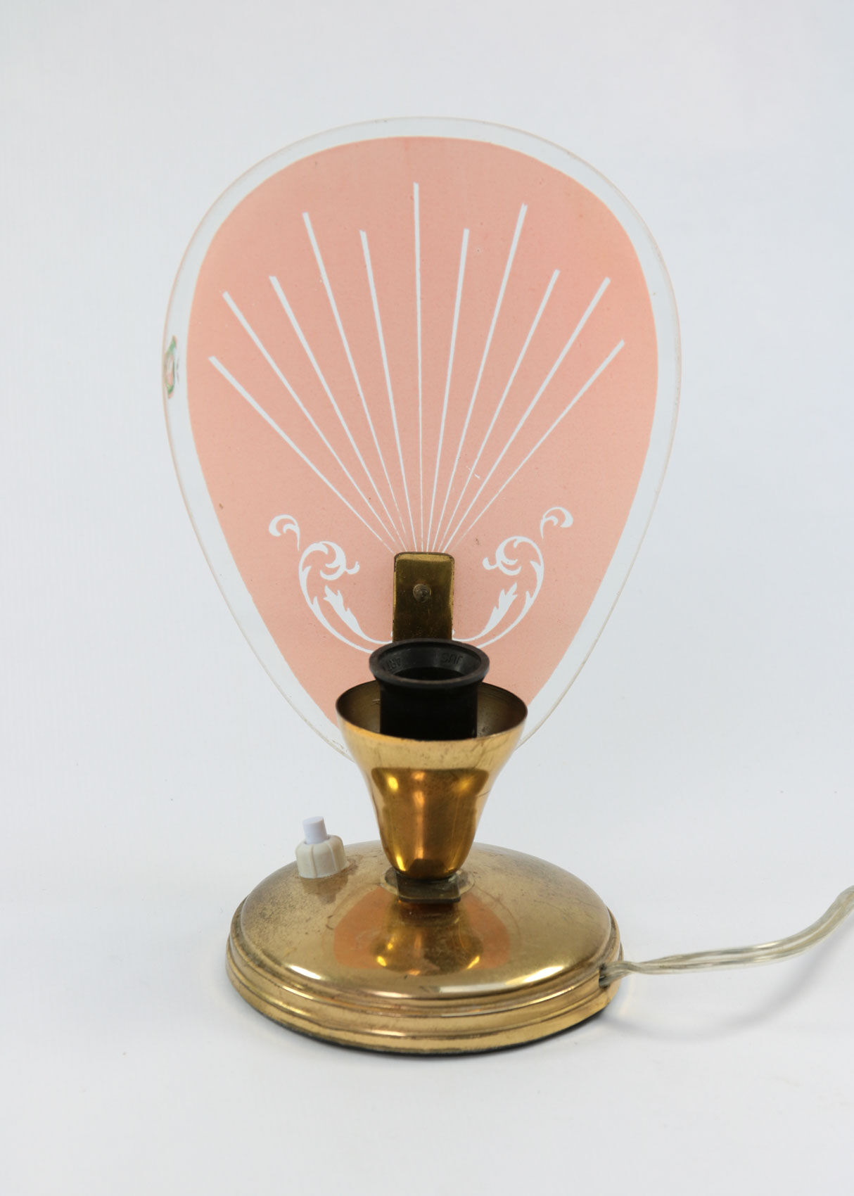 Set of 2 mid-century pink glass table lamps, 1950s