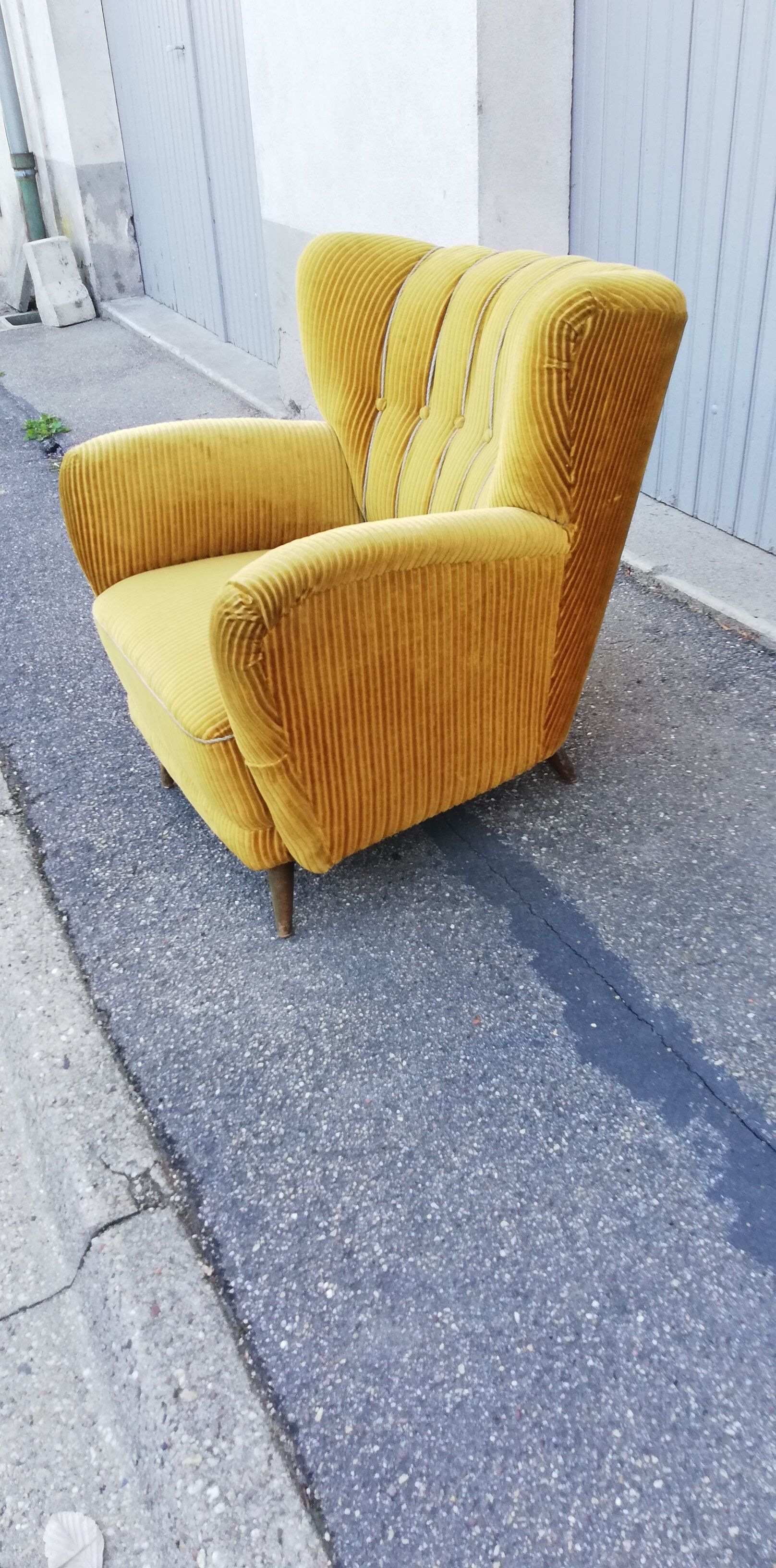 Vintage armchair yellow fabric