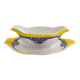 Saucière Art Déco, décor stylisé coloré, faïence Boch la Louvière
