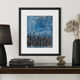 Abstract table in blue, black, and white, 41x33 cm, signed painting.