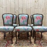 Suite de 6 chaises Louis Philippe à Rossi fleuri