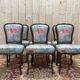 Suite de 6 chaises Louis Philippe à Rossi fleuri