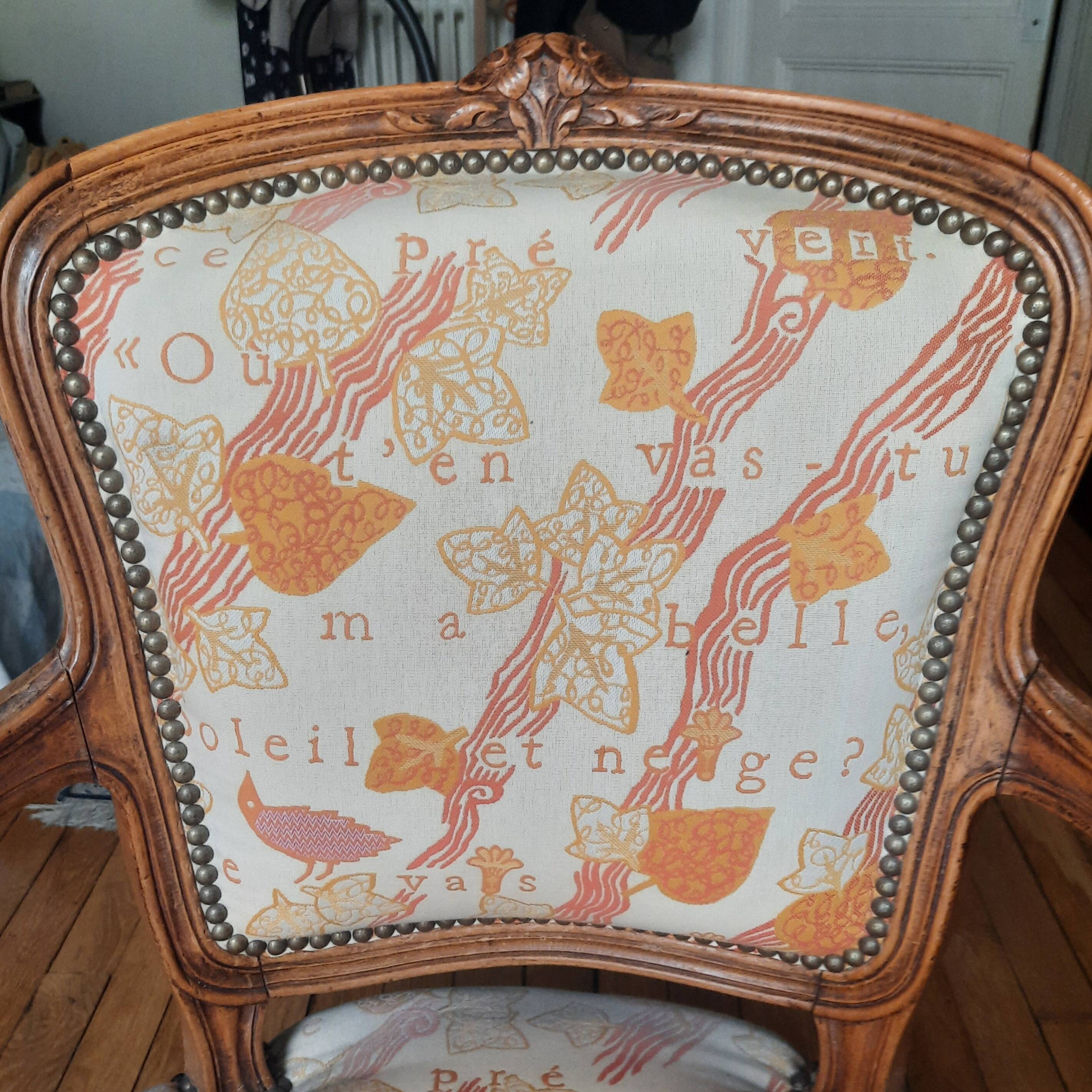 Fauteuil style Louis XV  tissu  original