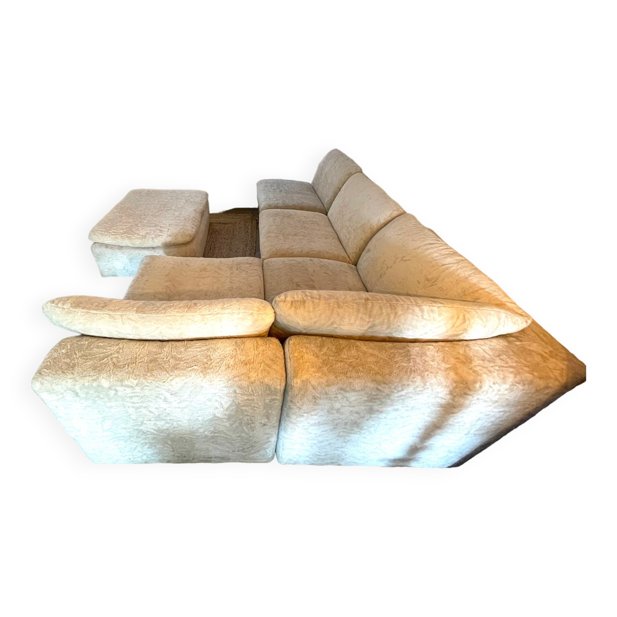 Modular corner sofa white pluche 7 elements