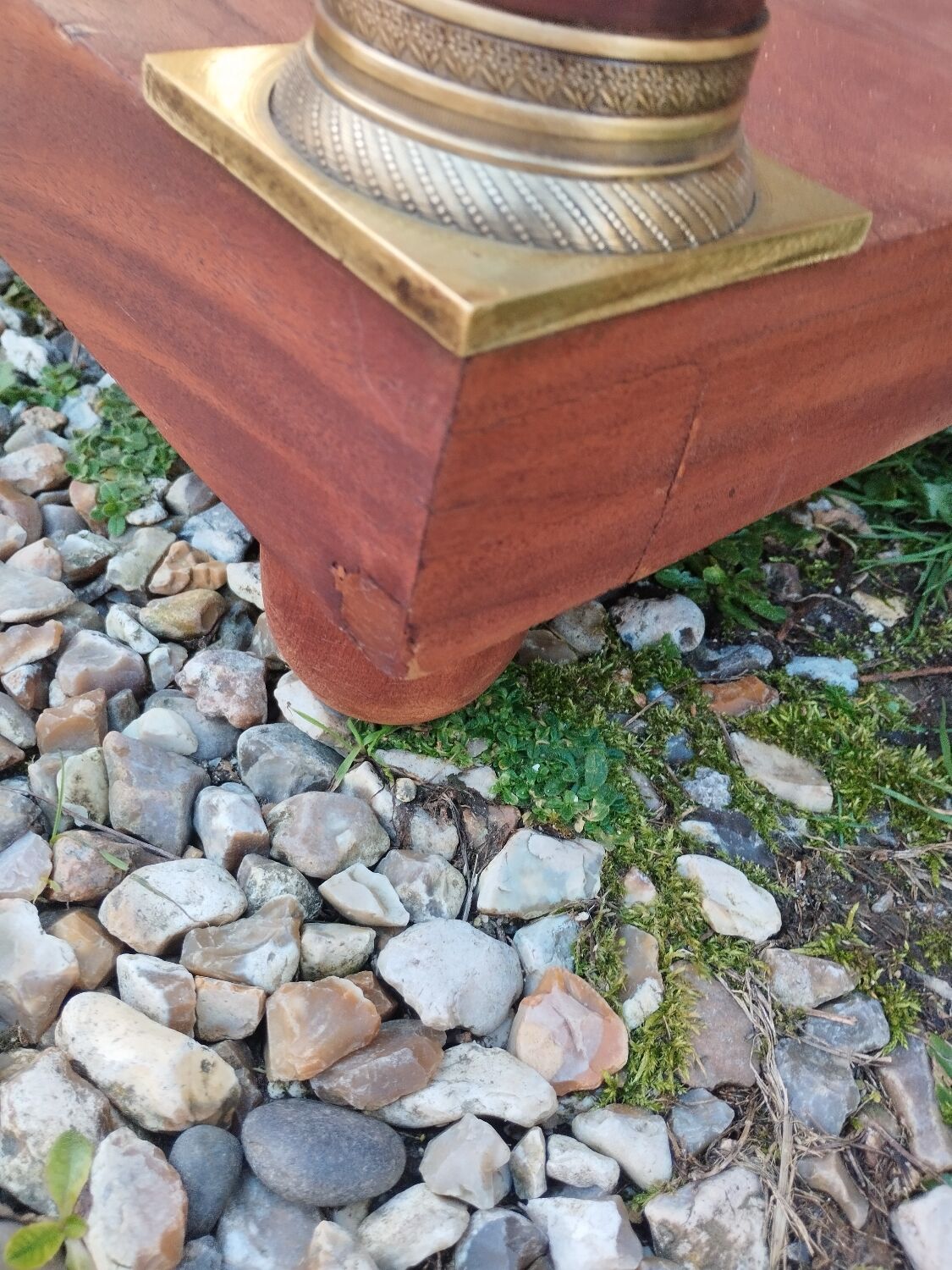 Console in old Empire style with a wooden frame and marble top.
