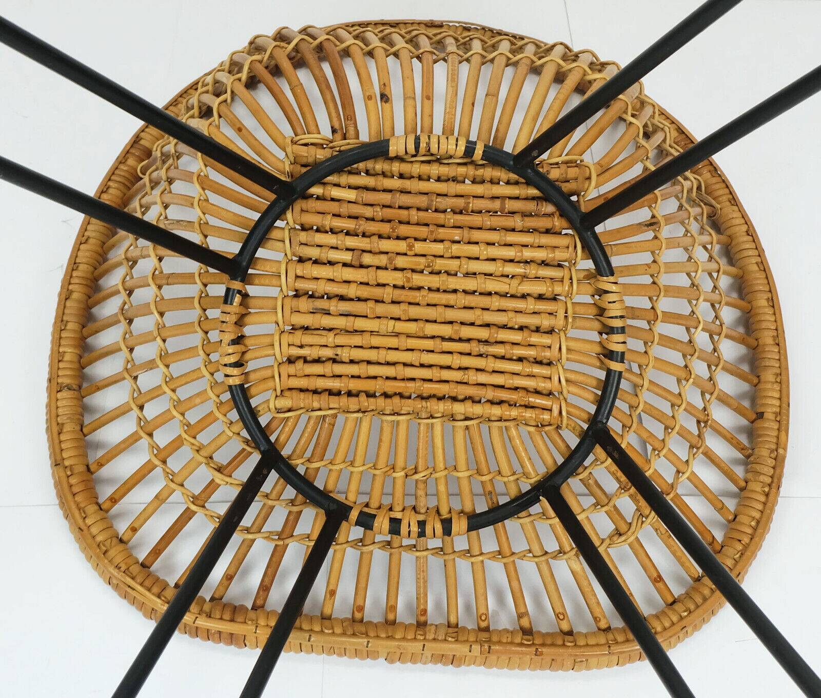 1960s mid century armchair bamboo wicker with hairpin legs